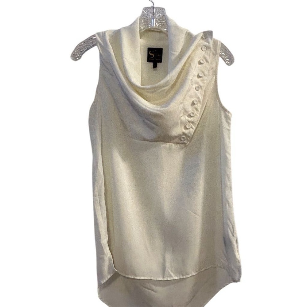 Serena Williams Signature Statement Sleeveless Cowl Neck Blouse Off-white Size S